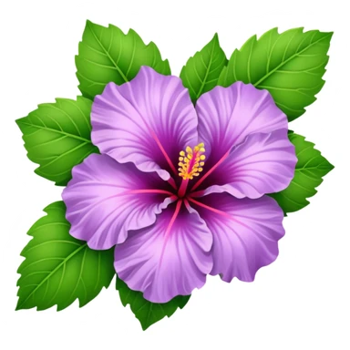 lilac hibiscus with green leaves sticker