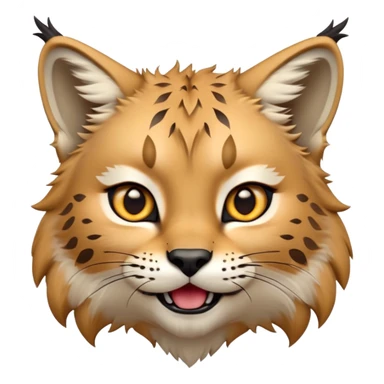 Cinematic-realistic cute-Lynx-Portrait-Emoji – Head tilted dramatically with an exaggeratedly amused expression, featuring a thick, tufted golden-brown coat with striking black ear tufts, wide, expressive amber eyes filled with playful disbelief. zoomed out to show shoulders sticker