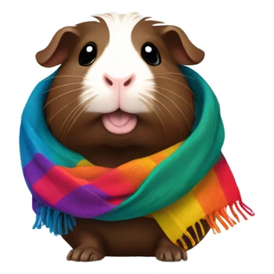 Dark brown guinea pig wearing a scarf sticker
