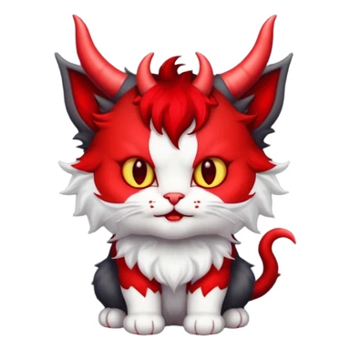 dark blackish grey and white devil satan kitten sticker