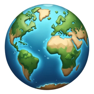 Generate a realistic emoji-style icon of the Earth with forests, oceans, and clean skies — bright lighting and soft shadows sticker