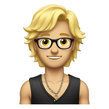  blonde boy with glasses and abs with arm tattoos and a long curtain mullet  sticker