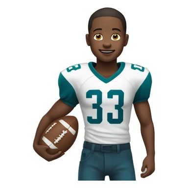 little boy paying football sticker