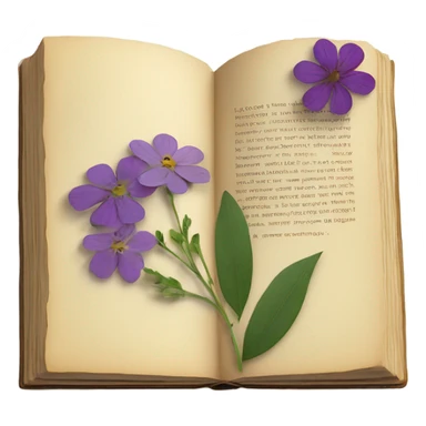 book with some pressed flowers on the pages realistic flowers pressing sticker