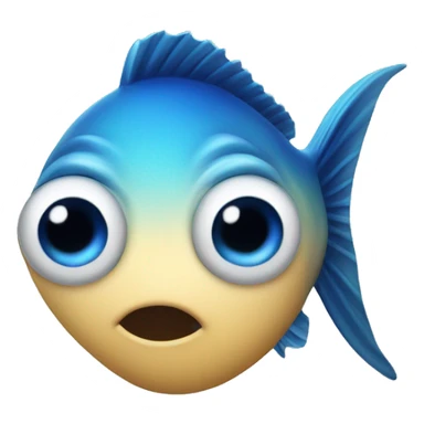 The blue fish had buttons on its eyes. sticker