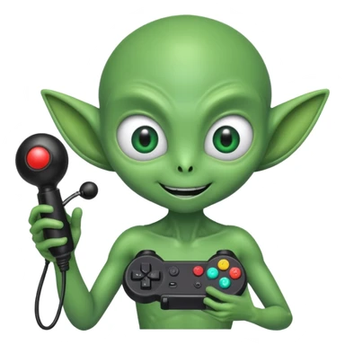 alien with joy stick sticker
