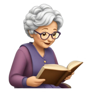 Sweet Granny reading a book sticker