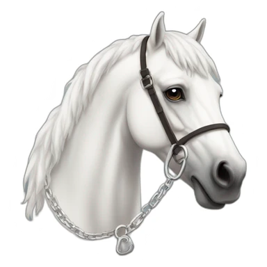 White stallion mustang wearing a key around the neck only sticker