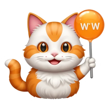 make me a cartoon cat, with some kind of sign or something with the text ‘W Bubble’ on it sticker