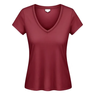 just a wine red cotton V-neck t-shirt, women's style, flat lay, no model, only the clothing item sticker