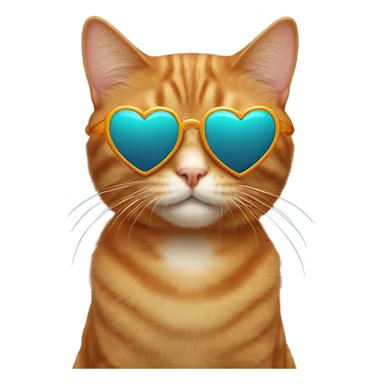 Ginger Cat with heart shaped sunglasses sticker