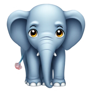 Sad elephant with a fever and cold sticker
