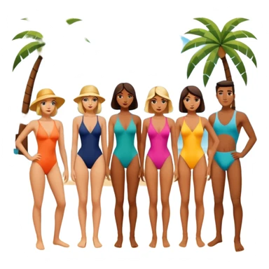 people on the beach with palm trees picasso style art landscape  sticker