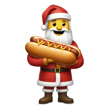 Santa carrying a bag of raw hotdogs  sticker