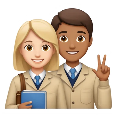 two students studying one guiding the other sticker