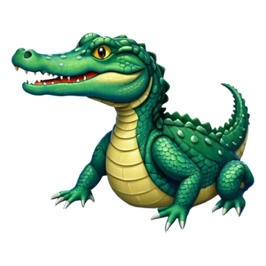 A sparkling dark green crocodile in a blue river sticker