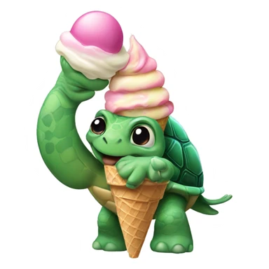 A turtle holding an ice cream cone sticker