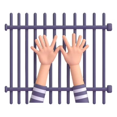 hands grabbing prison bars 3D emoji style sticker