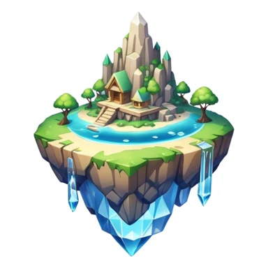 floating crystal island sticker