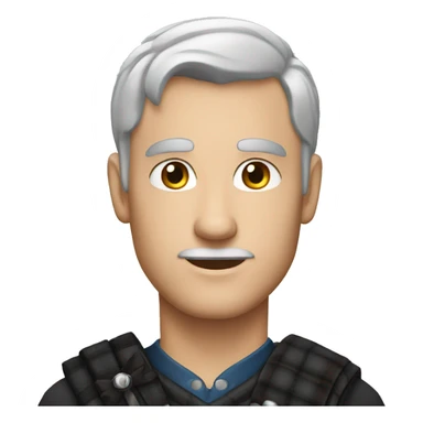 man in kilt with gray blue eyes,gray hair, black shirt sticker
