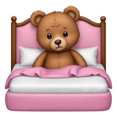 Brown Teddy bear in pink bed sticker