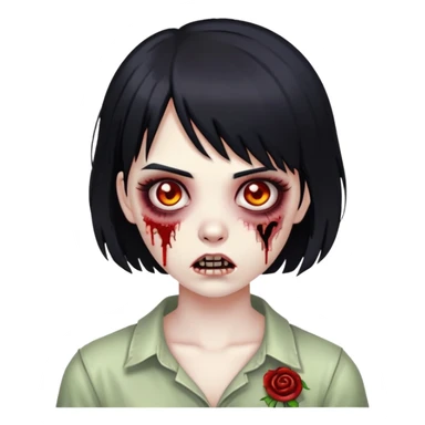 zombie girl with black hair anda side bangs  sticker