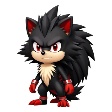 Shadow the Hedgehog with black fur, red stripes, white chest fur, and red eyes sticker