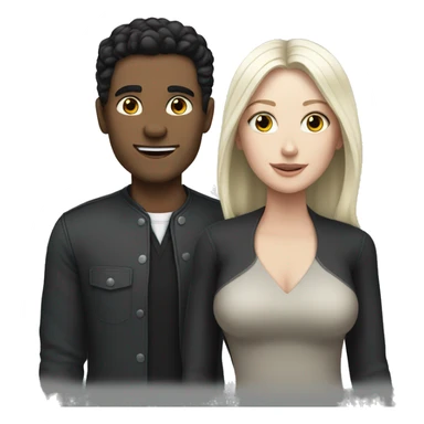 a white man with black hair taking with a white woman with black hair sticker