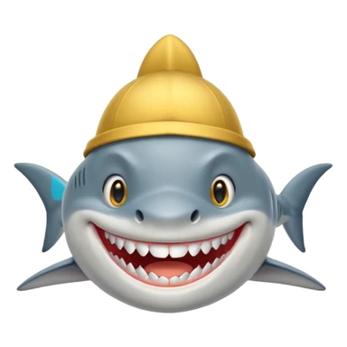 Shark with golden hat on his head smiling sticker