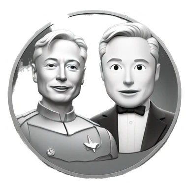 Silver coin with Elon musk on it sticker