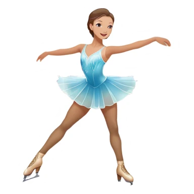 An colorful icon featuring a graceful figure skater performing a spin on the ice. The background includes a grand ice rink palace with shining spotlights and cheering spectators in the stands. Transparent background highlights the elegance and artistry of figure skating sticker