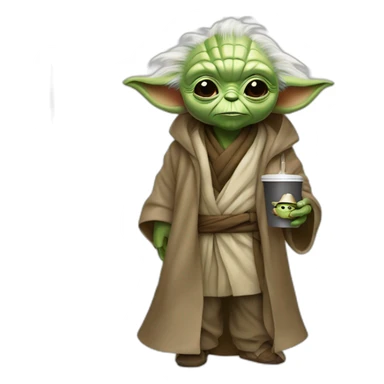 Fashionista Yoda with a mokachino sticker