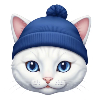 white cat with dark blue beanie sticker