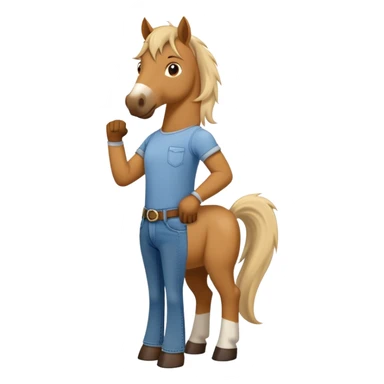 friendly anthropomorphised stallion in jeans and a t-shirt, standard pose sticker