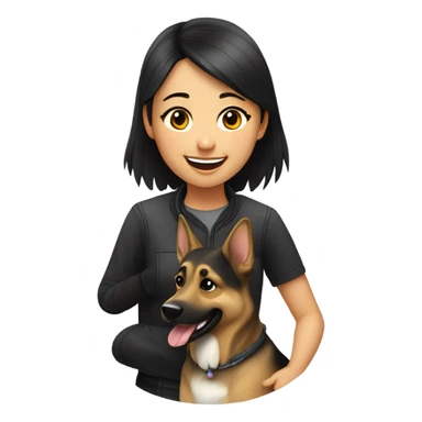 chinese girl with german shepherd dog sticker