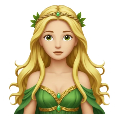 Ceres, Harvest Goddess from Rome Mythology with long golden blonde hair, green and yellow outfit, sticker