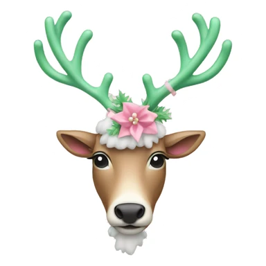 pastel reindeer with pink and green ornaments on her antlers sticker