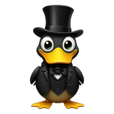 surprised yellow duck with a black millionaire suit and top-hat sticker