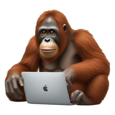 orangutang ape typing on pc sticker
