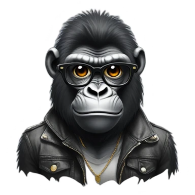 Cool punk looking gorilla with eyeglasses sticker