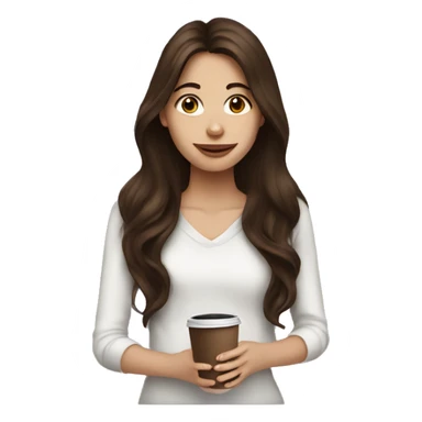 Brunette long haired girl with coffee sticker