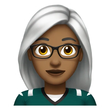 woman wearing eagles gear - black hair  sticker
