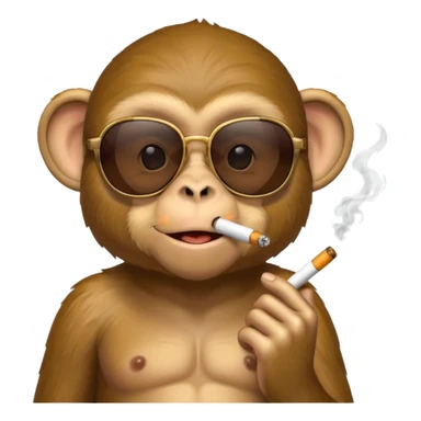 Monkey with a cigarette in mouth and sunglasses sticker