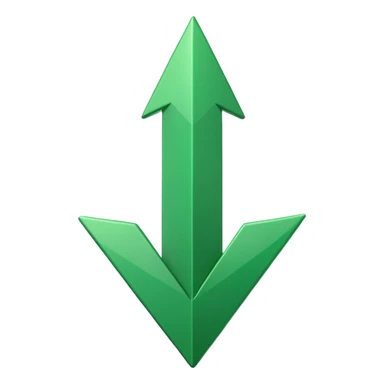 iOS-style 3D emoji: glossy green arrow pointing upward. sticker
