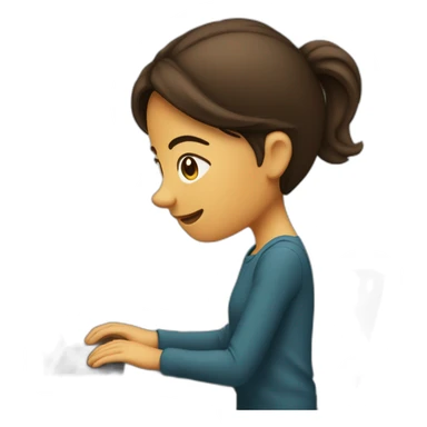 Fille Brune derrière son ordinateur sticker