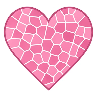 heart with a pink mosaic pattern, clean digital illustration, no background sticker