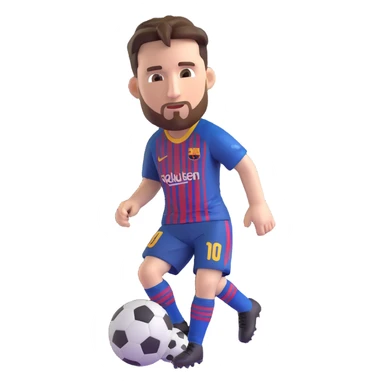 Lionel Messi as an emoji, dribbling a soccer ball, focused expression sticker