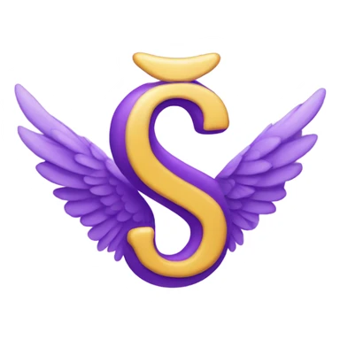 Purple letter S with small wings sticker