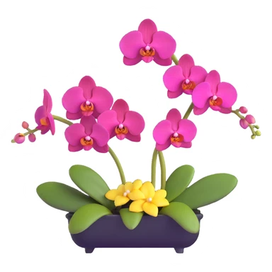 Detailed phalaenopsis moth orchid with realistic texture, elegant arching stem and multiple blooms sticker