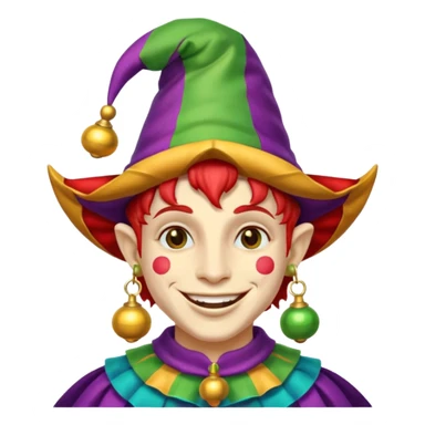 Jester – Smiling trickster with colorful hat and bells sticker